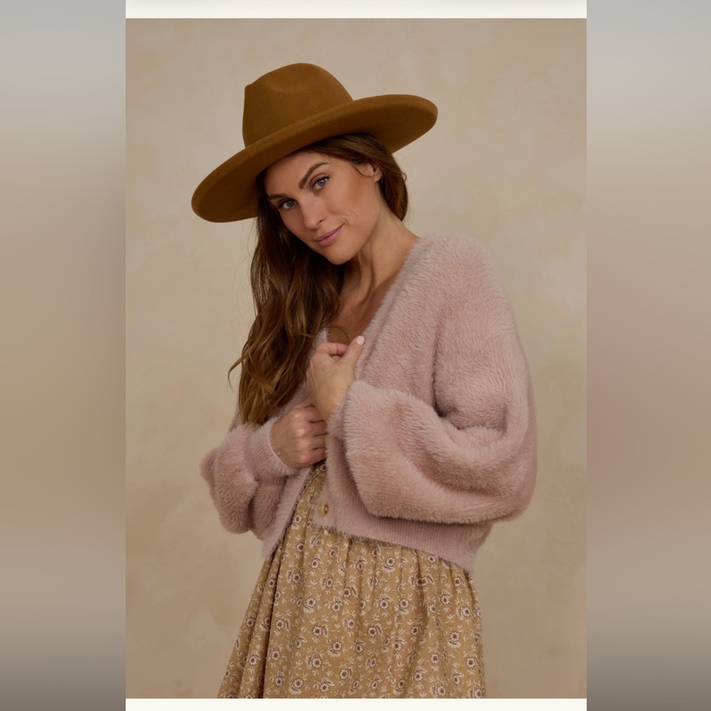 Rylee and Cru Fuzzy Sweater- Blush